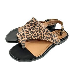 Vionic Ella Sandals Toe Post Animal Print Womens 6 Orthotic Adjustable Slingback